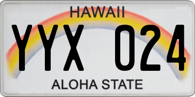 HI license plate YYX024