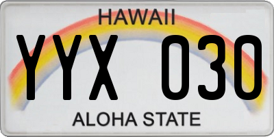 HI license plate YYX030
