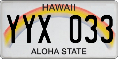 HI license plate YYX033