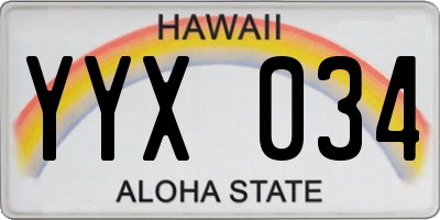 HI license plate YYX034