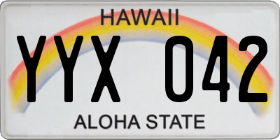 HI license plate YYX042