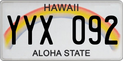 HI license plate YYX092