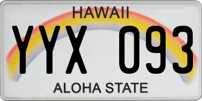 HI license plate YYX093