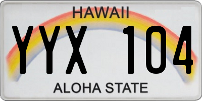 HI license plate YYX104