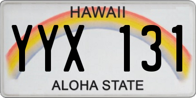 HI license plate YYX131