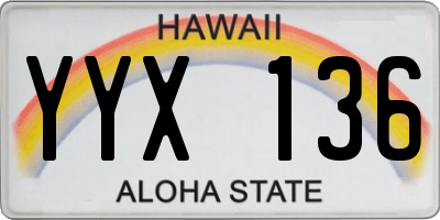 HI license plate YYX136