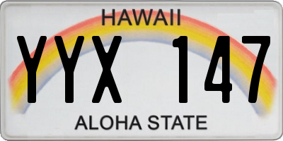 HI license plate YYX147