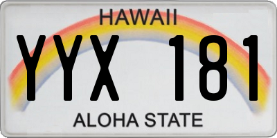 HI license plate YYX181