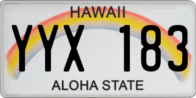 HI license plate YYX183