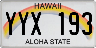 HI license plate YYX193