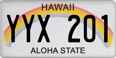 HI license plate YYX201