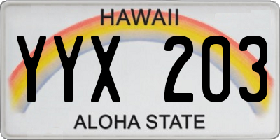 HI license plate YYX203