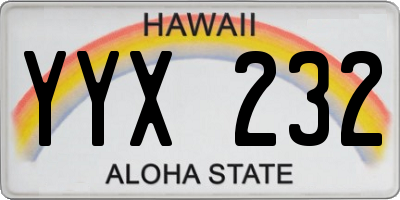 HI license plate YYX232