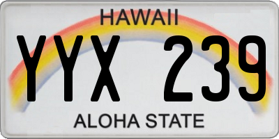 HI license plate YYX239
