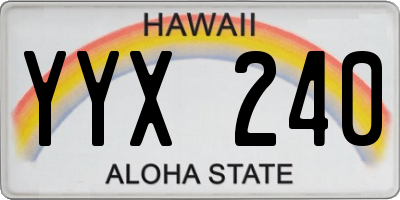 HI license plate YYX240