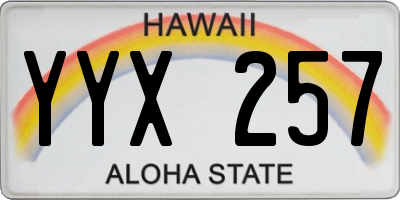 HI license plate YYX257