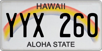 HI license plate YYX260