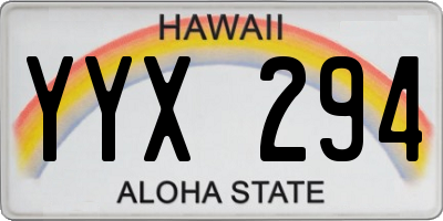 HI license plate YYX294
