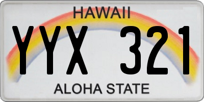 HI license plate YYX321