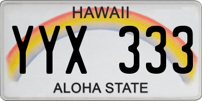 HI license plate YYX333