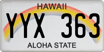 HI license plate YYX363