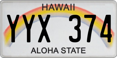 HI license plate YYX374
