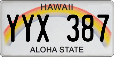 HI license plate YYX387