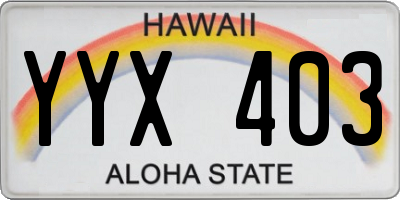 HI license plate YYX403