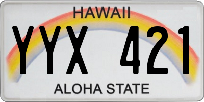 HI license plate YYX421