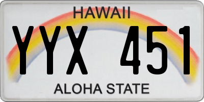 HI license plate YYX451