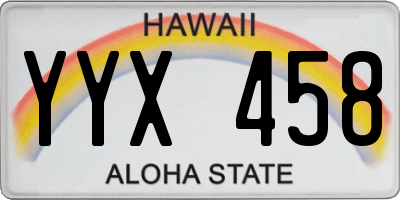 HI license plate YYX458