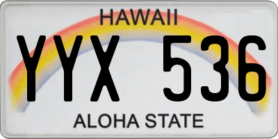 HI license plate YYX536