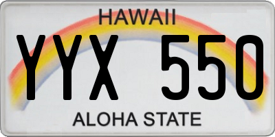 HI license plate YYX550