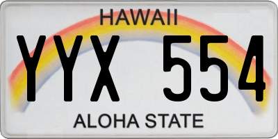 HI license plate YYX554
