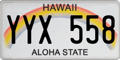 HI license plate YYX558