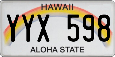 HI license plate YYX598