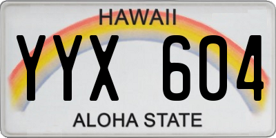 HI license plate YYX604