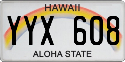 HI license plate YYX608