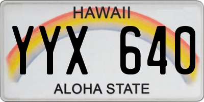 HI license plate YYX640