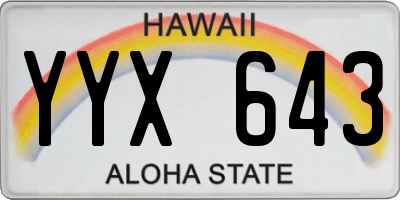 HI license plate YYX643
