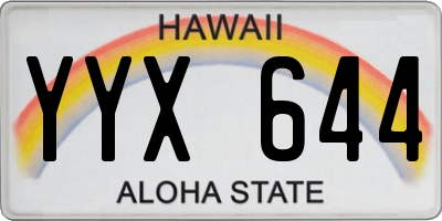 HI license plate YYX644