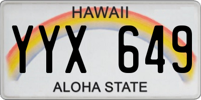 HI license plate YYX649