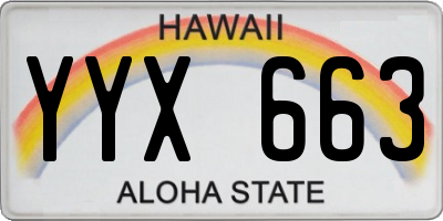 HI license plate YYX663