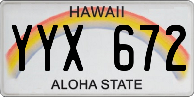 HI license plate YYX672