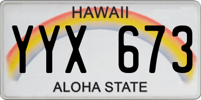HI license plate YYX673