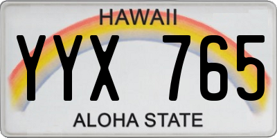 HI license plate YYX765