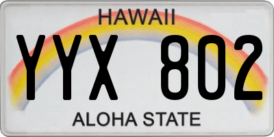 HI license plate YYX802