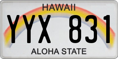 HI license plate YYX831
