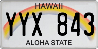 HI license plate YYX843