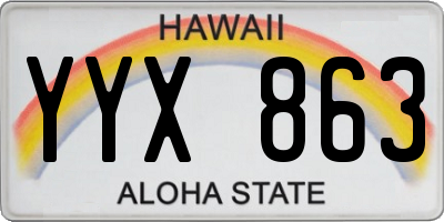 HI license plate YYX863
